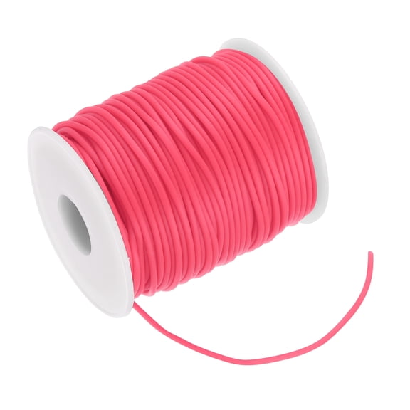 Uxcell 54.7 Yards Hollow Pipe Tubing Rubber Cord 2mm Knitting Barber Cord Jewelry Silicone Hollow Cords for Necklaces Bracelets Knitting DIY Crafts Beading, Rose Red