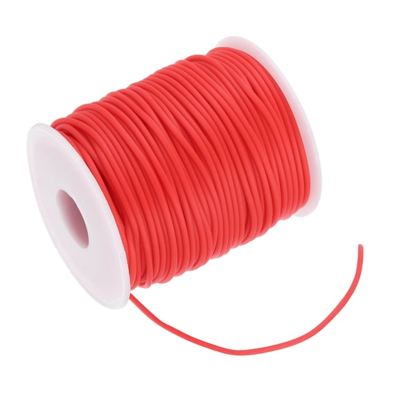 Uxcell 54.7 Yards Hollow Pipe Tubing Rubber Cord 2mm Knitting Barber Cord Jewelry Silicone Hollow Cords for Necklaces Bracelets Knitting DIY Crafts Beading, Red