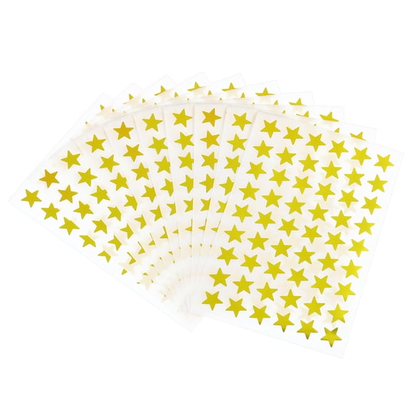 Uxcell 540 Pcs Star Reward Stickers, 10 Sheet Foil Sparkling Self Adhesive Colorful Sticker, Gold Tone