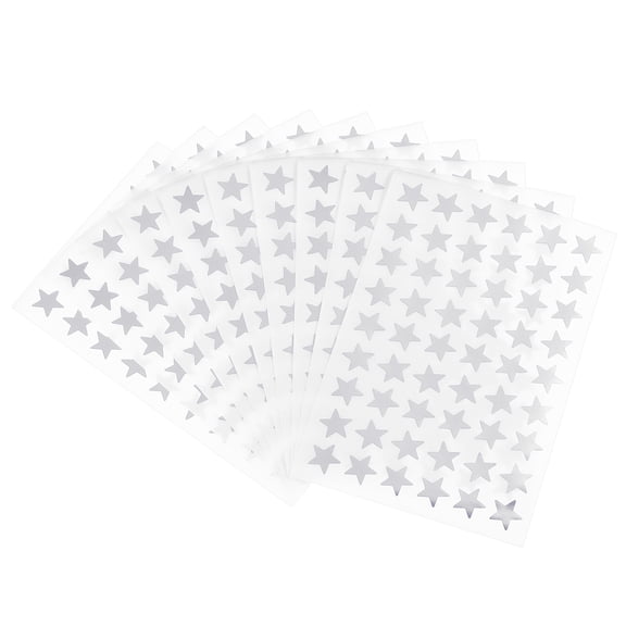 Uxcell 540 Pcs Star Reward Stickers, 10 Sheet Foil Sparkling Self Adhesive Colorful Sticker, Silver Tone