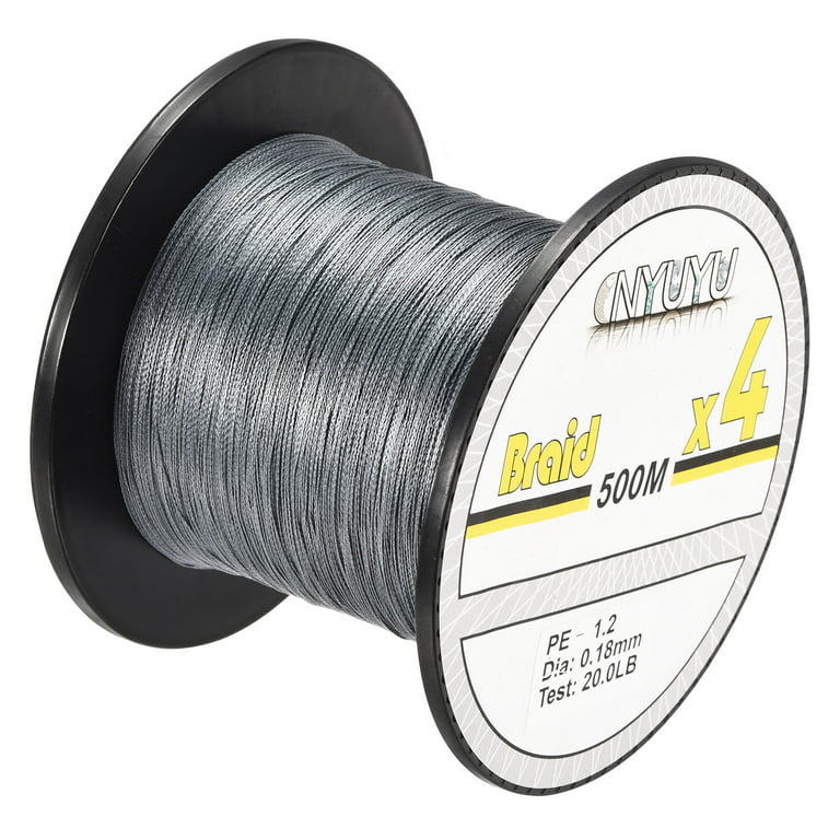 Uxcell 547Yard/1640Ft 20LB 4 Strands Abrasion Resistant PE Braided Fishing  Line Grey