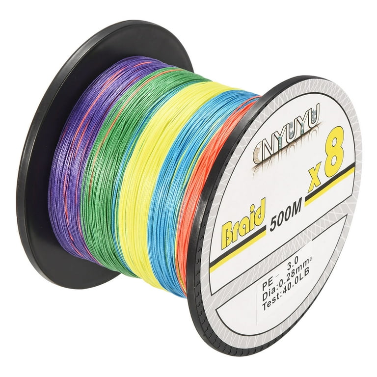 Uxcell 547Yard/1640Ft 40LB 8 Strands Abrasion Resistant PE Braided Fishing  Line Colored