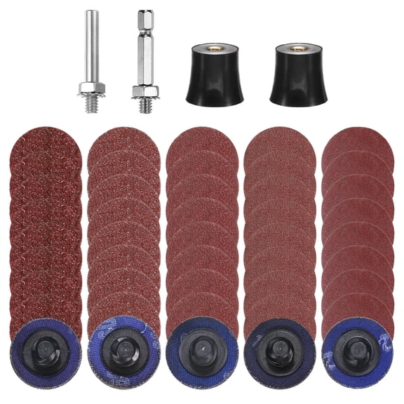 Uxcell 54pcs Quick Change Discs Set 1" Roll Lock Sanding Discs with 1/4" Shank Pad Holder 36/60/80/120/240 Grit for Polish Rust Removal