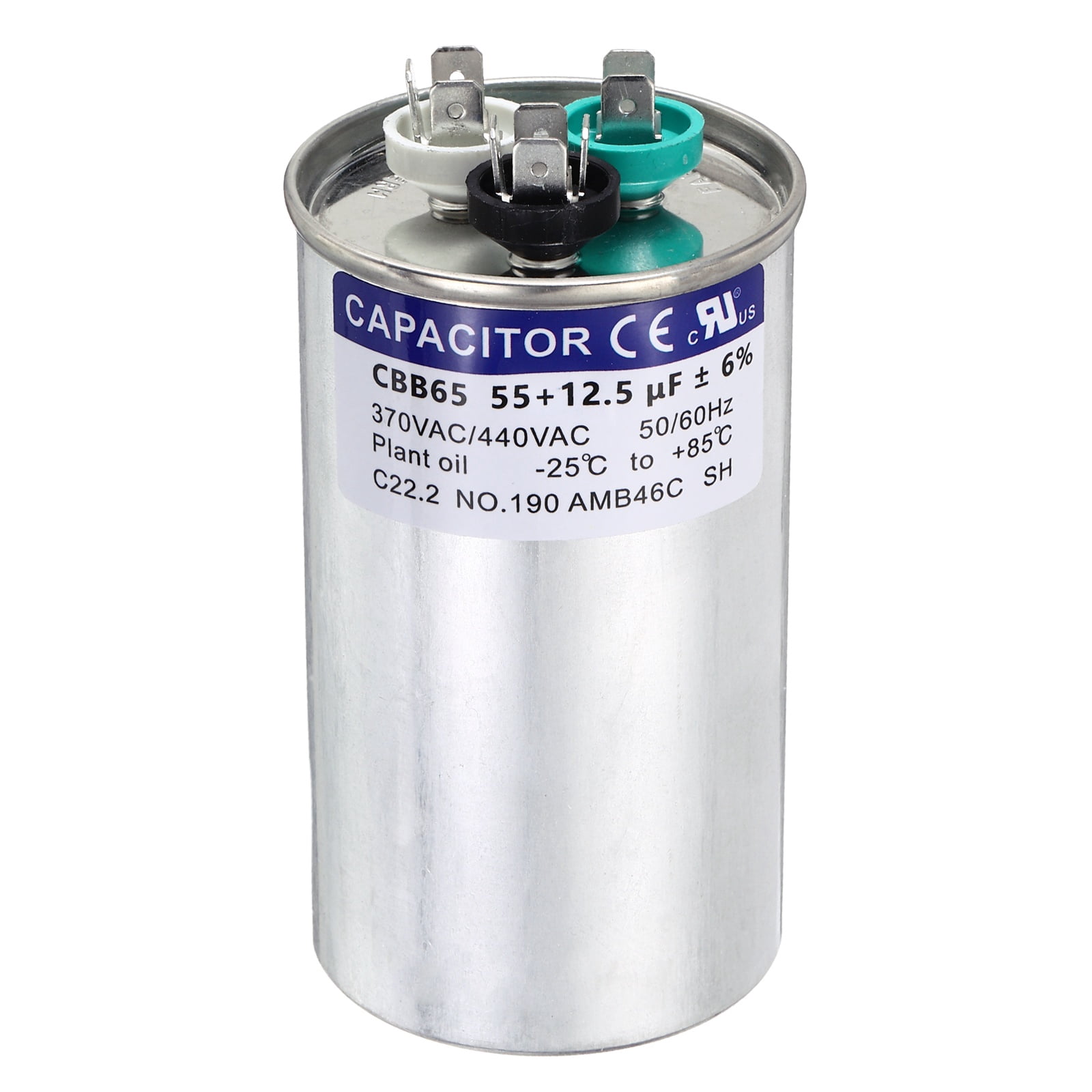 Uxcell 55+12.5MFD CBB65 Run Start Capacitor 55+12.5uF, 370/440V Round AC Capacitor for AC Motor Run, HVAC, Air Conditioner, Condenser Motors