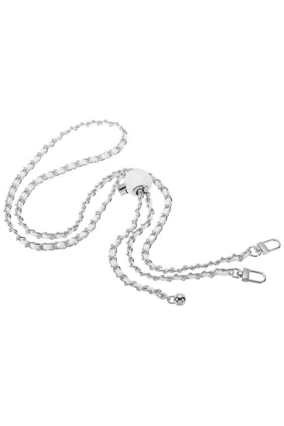 55 Inch Purse Chain Strap, Adjustable Handbag Chains Shoulder CrossBody Replacement for Bags, Silver Tone/White