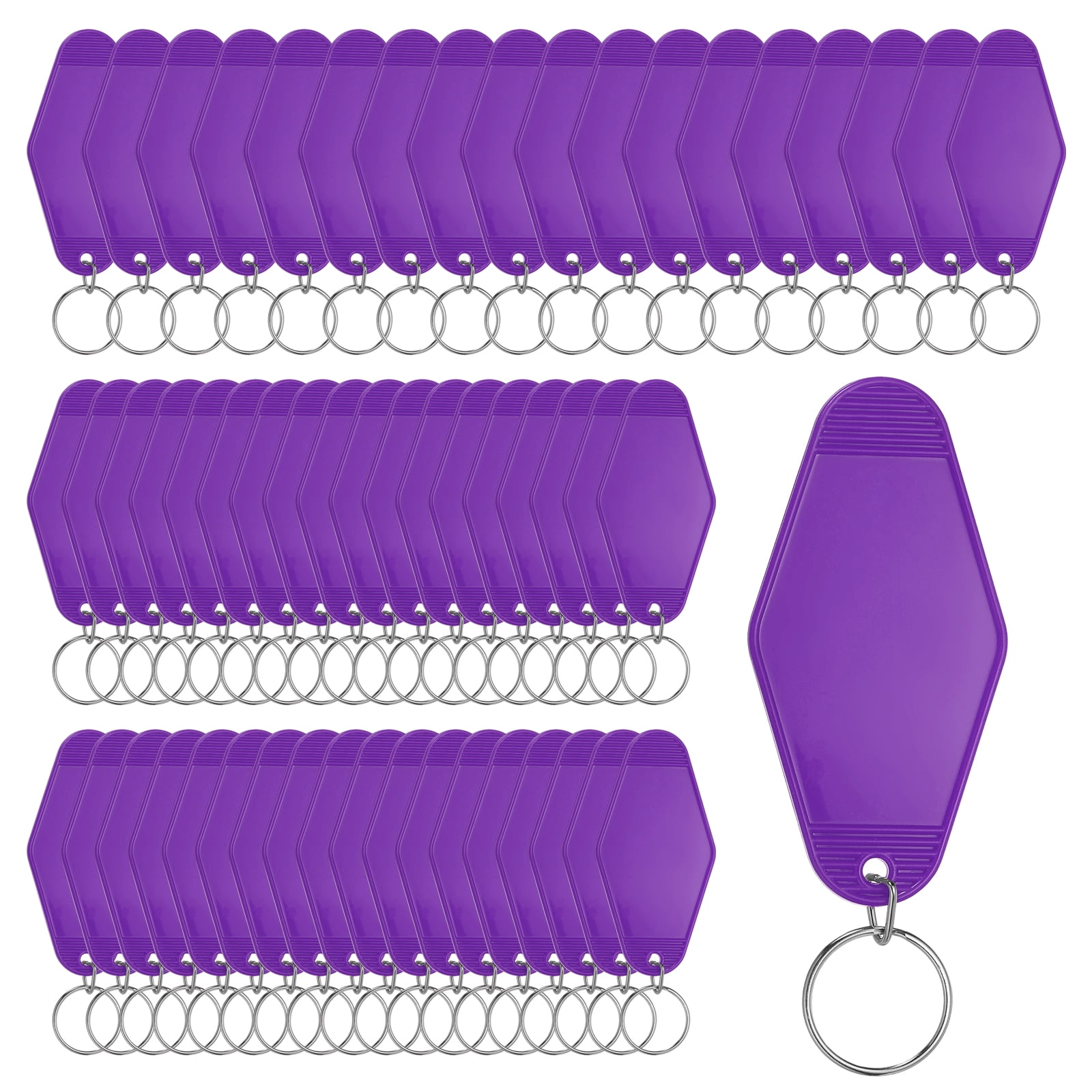 Uxcell 55 Pcs Blank Hotel Keychain Tags - Dark Violet Vintage Motel Key Tag Plastic Rhombus Keychain with Key Ring,[for Vinyl DIY Crafts Car Ornament Sublimation Luggage Label]