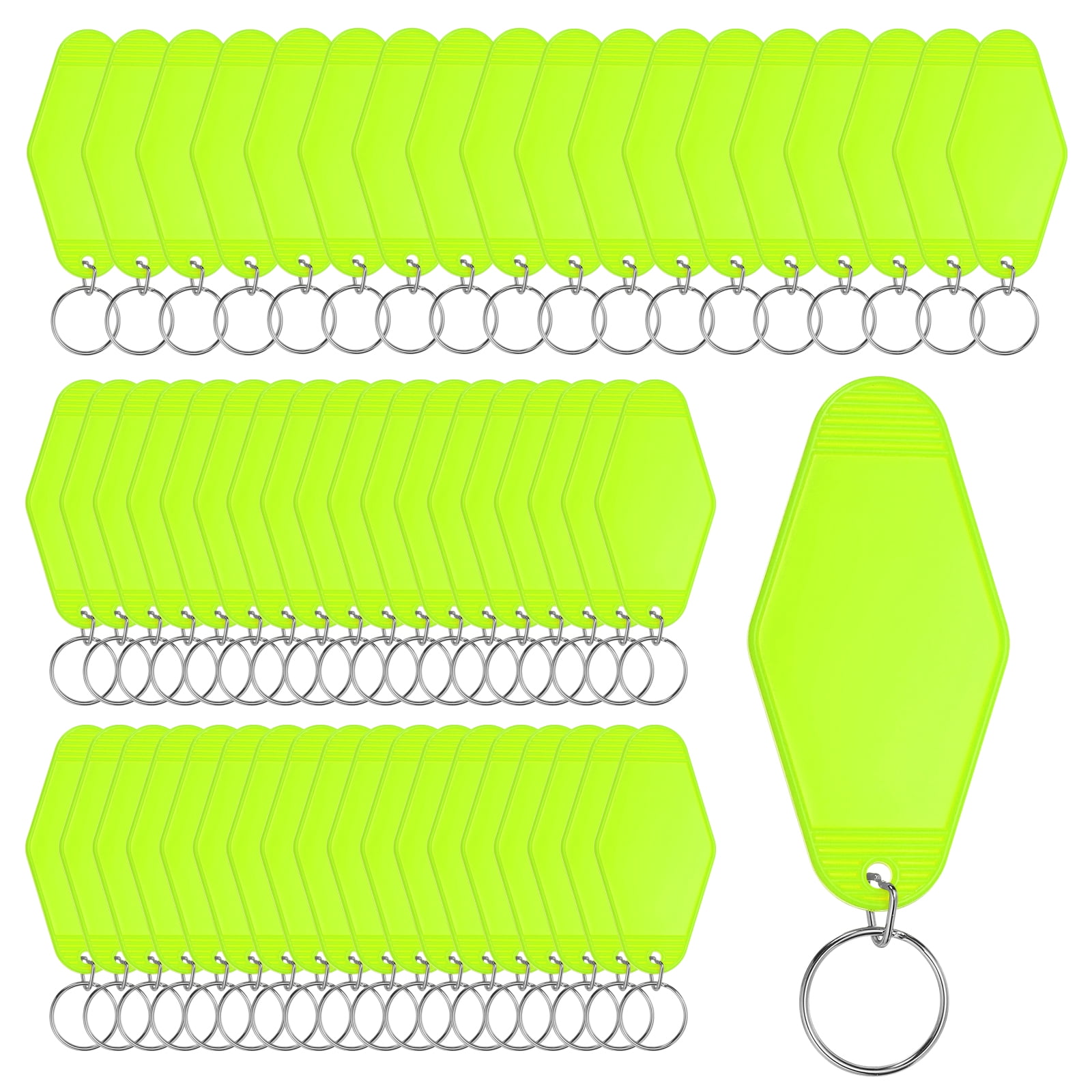 Uxcell 55 Pcs Blank Hotel Keychain Tags - Light Green Vintage Motel Key Tag Plastic Rhombus Keychain with Key Ring,[for Vinyl DIY Crafts Car Ornament Sublimation Luggage Label]