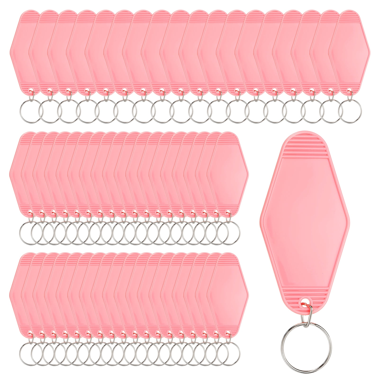 Uxcell 55 Pcs Blank Hotel Keychain Tags - Pink Vintage Motel Key Tag Plastic Rhombus Keychain with Key Ring,[for Vinyl DIY Crafts Car Ornament Sublimation Luggage Label]
