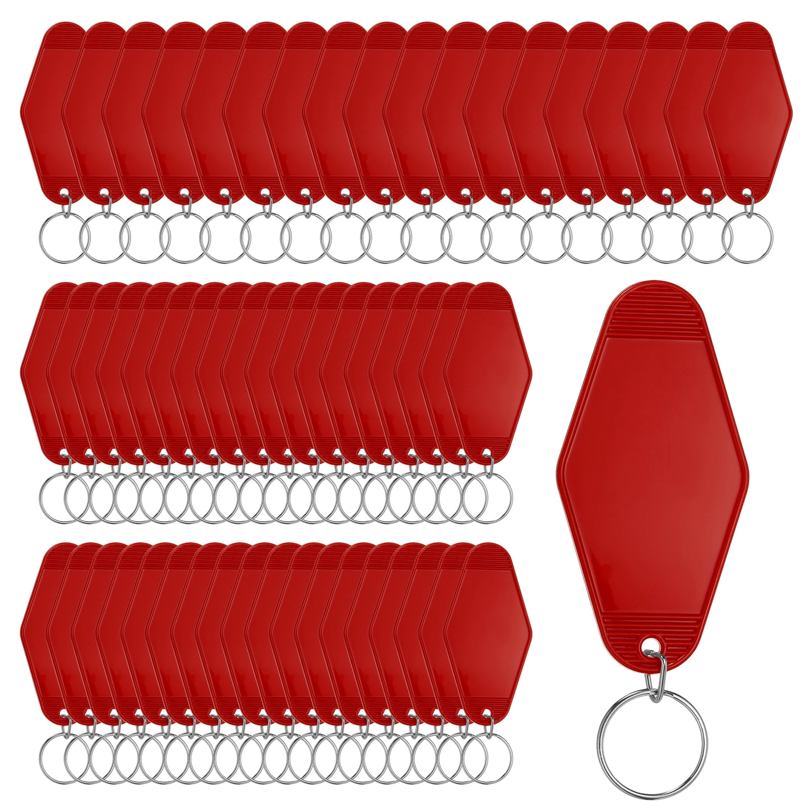 Uxcell 55 Pcs Blank Hotel Keychain Tags - Purple Red Vintage Motel Key Tag Plastic Rhombus Keychain with Key Ring,[for Vinyl DIY Crafts Car Ornament Sublimation Luggage Label]
