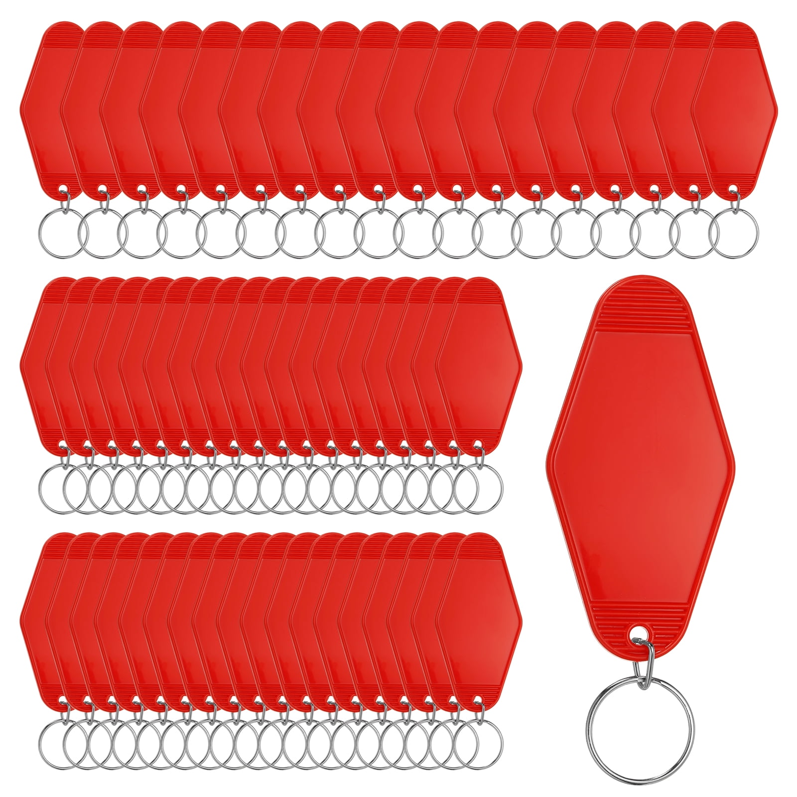 Uxcell 55 Pcs Blank Hotel Keychain Tags - Red Vintage Motel Key Tag Plastic Rhombus Keychain with Key Ring,[for Vinyl DIY Crafts Car Ornament Sublimation Luggage Label]