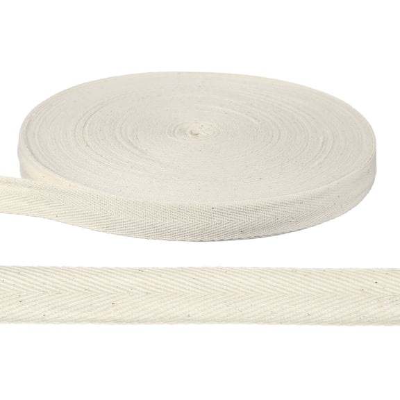 Uxcell 55 Yards Cotton Twill Tape Ribbon, 1/16 Inch Herringbone Twill Tape Bias Ribbon Binding Tape or Sewing Hemming Binding Quilting Piping DIY Craft, White