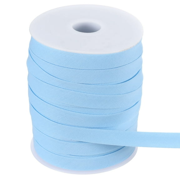 Uxcell 55 Yards Double Fold Bias Tape 0.47" Bias Binding Tape for Sewing Light Blue