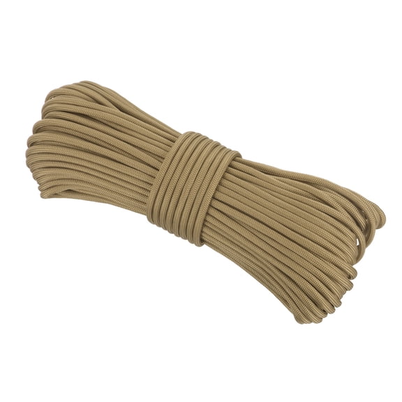 Uxcell 550 Paracord Rope 102ft, 4mm Thin Paracord Nylon Cord Survival 7-Strand Core for Tent Camping Outdoor Gear - Light Brown