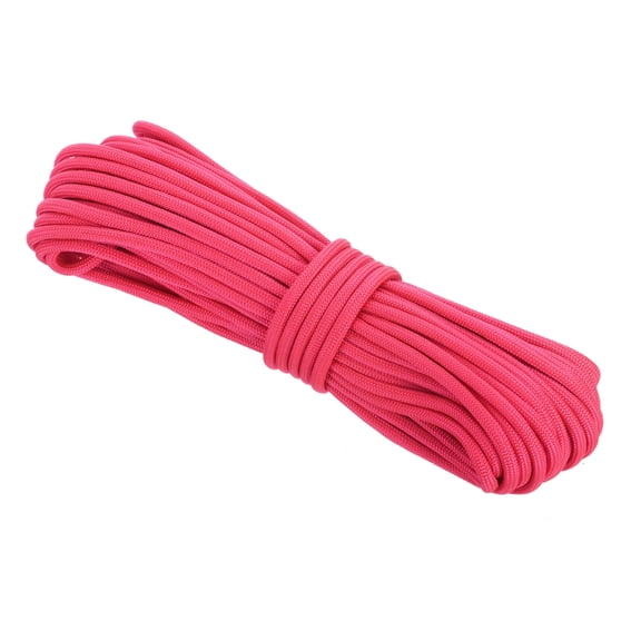Uxcell 550 Paracord Rope 49ft, 4mm Thin Paracord Nylon Cord Survival 7-Strand Core for Tent Camping Outdoor Gear - Rose Red