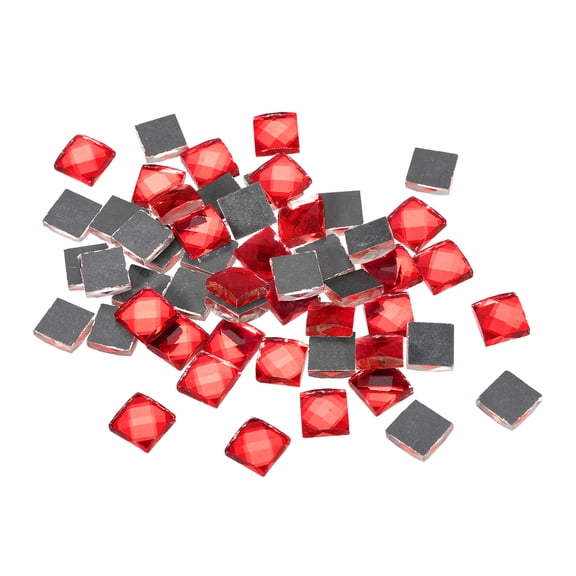 Uxcell 55Pack Mosaic Tiles, 13 Faces Glitter Crystal Glass Pieces Red 1 x 1cm