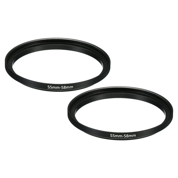Uxcell 55mm-58mm Metal Step Up Ring, 2 Pack Camera Lens Filter Adapter Ring for Camera Lenses Hood, Black