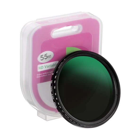 Uxcell 55mm ND Filter, Variable ND Lens ND2-ND400 Adjustable Neutral Density Filter Slim Optical Glass with Cap, Black