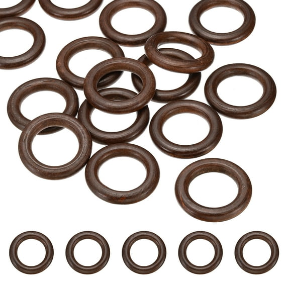 Uxcell 55mm Natural Wooden Rings, 10 Pack Wood Ring Round Linking Rings Wood Loop Circle for Craft, Dark Brown