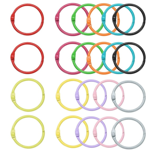 Uxcell 55pcs Binder Rings 1 Inch Loose Leaf Binder Ring Metal Book Rings Colorful Loose Leaf Rings