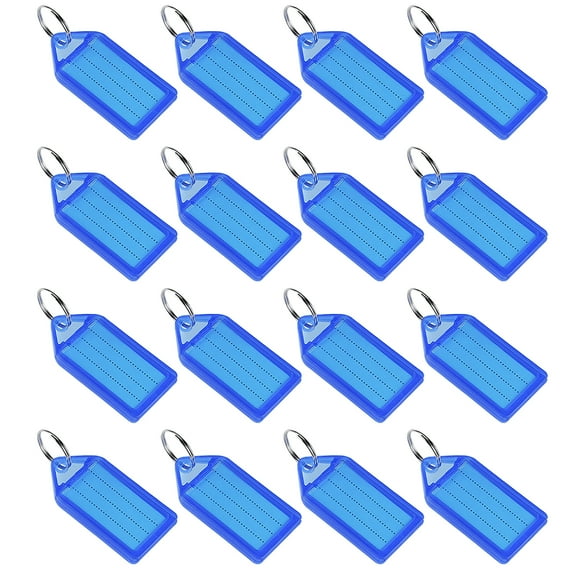 Uxcell 55x28mm Plastic Key Tags with Split Keyring Blue 16 Count