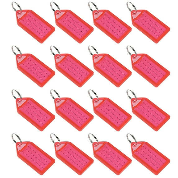Uxcell 55x28mm Plastic Key Tags with Split Keyring Red 16 Count