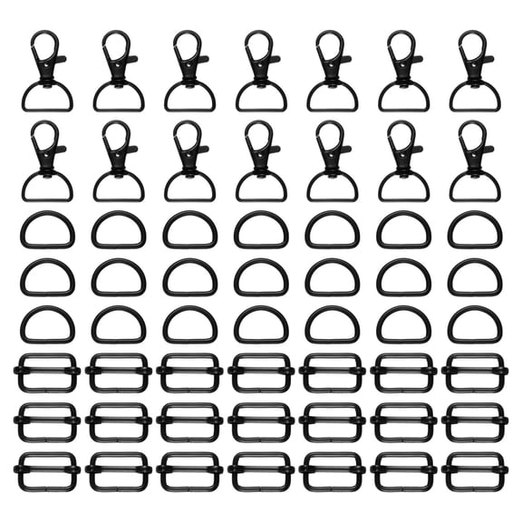 Uxcell 56pcs 20mm Swivel Clasps with D Rings and Slide Buckles Set, Black