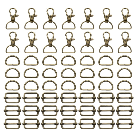 Uxcell 56pcs 20mm Swivel Clasps with D Rings and Slide Buckles Set, Bronze