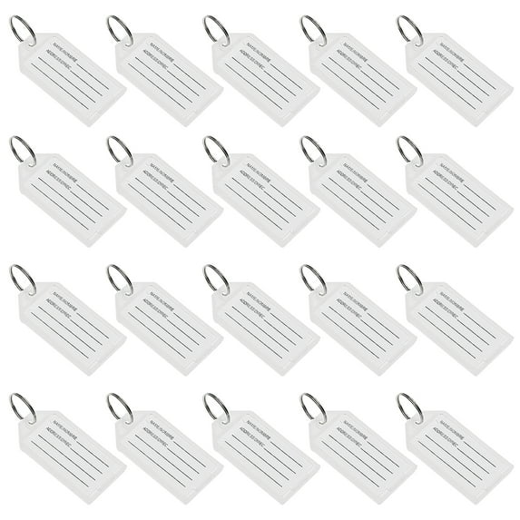 Uxcell 56x29mm Plastic Key Tags with Split Keyring White 20 Count