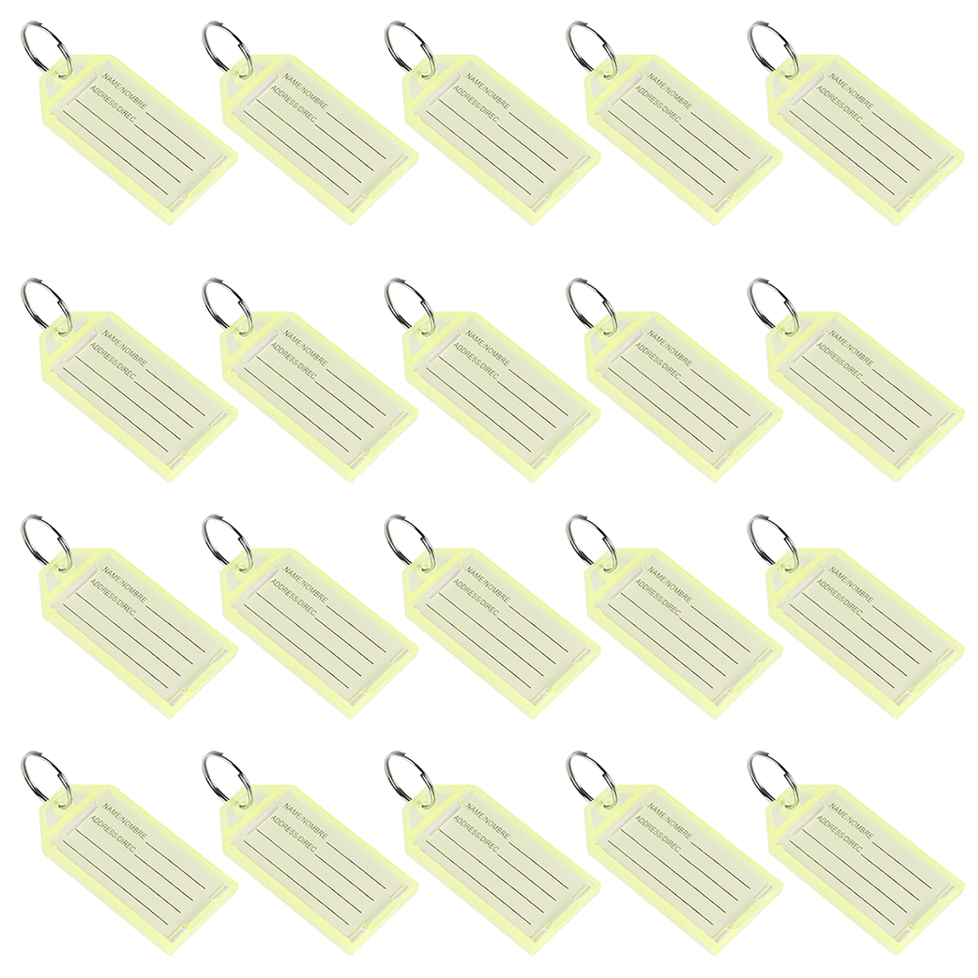 Uxcell 56x29mm Plastic Key Tags with Split Keyring Yellow 20 Count ...