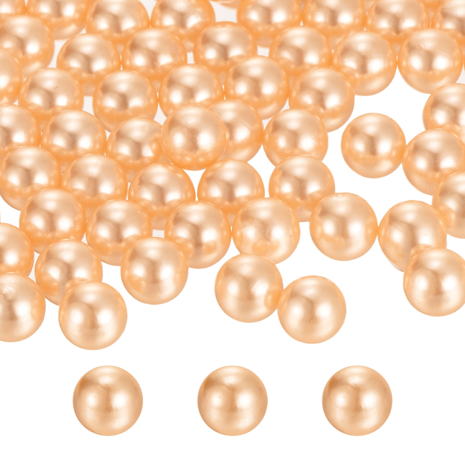 Uxcell 580pcs 10mm Champagne Pearl Beads ABS Faux Pearls Vase Fillers 300g Ornament Filler for Crafts