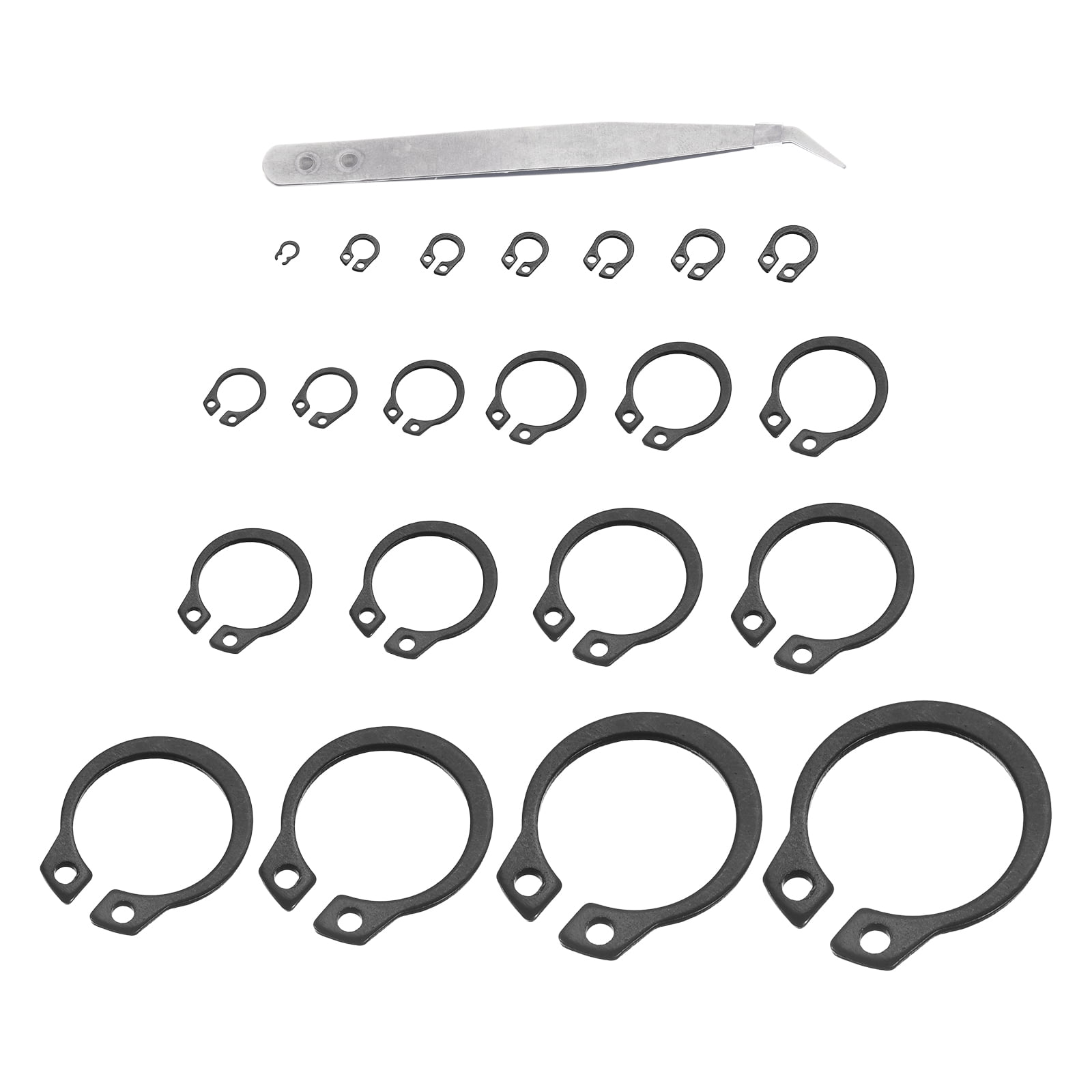 Uxcell 581 Pack External Retaining Rings, 21 Sizes 65Mn Carbon Steel Circlip Snap Ring