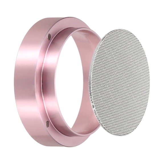 Uxcell 58MM Espresso Dosing Funnel Set, 2.76 x 0.87" Dosing Funnel with Puck Screen Coffee Puck Screen Set for 58mm Portafilter Powder Collection Grinding Coffee Grinder, Rose Gold