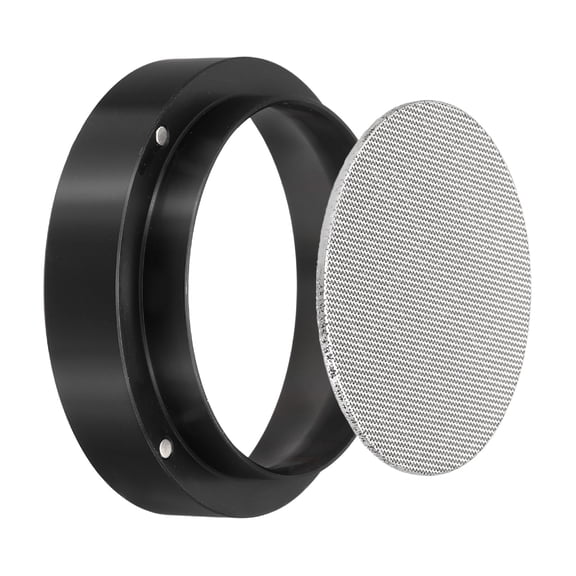 Uxcell 58MM Espresso Dosing Funnel Set, 2.76 x 0.87" Dosing Funnel with Puck Screen Coffee Puck Screen Set for 58mm Portafilter Powder Collection Grinding Coffee Grinder, Black
