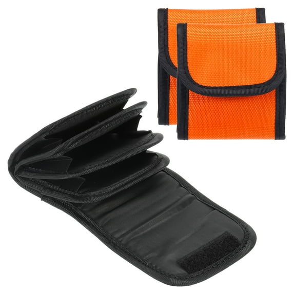 Uxcell 58mm Camera Filter Case 4 Pocket Camera Filter Case Pouch Orange 2 Pack