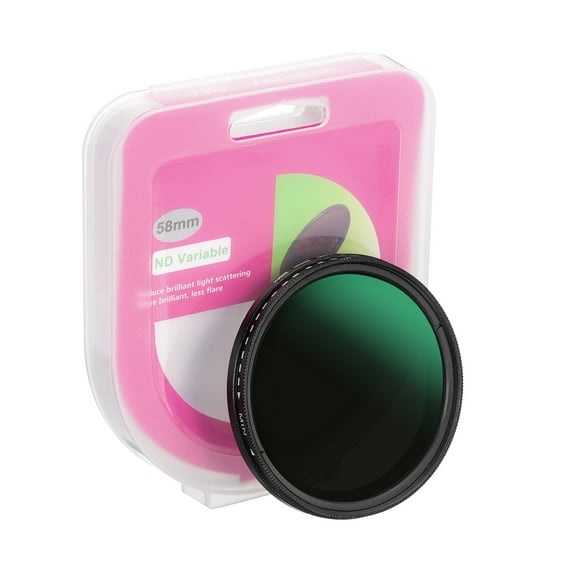 Uxcell 58mm ND Filter, Variable ND Lens ND2-ND400 Adjustable Neutral Density Filter Slim Optical Glass with Cap, Black
