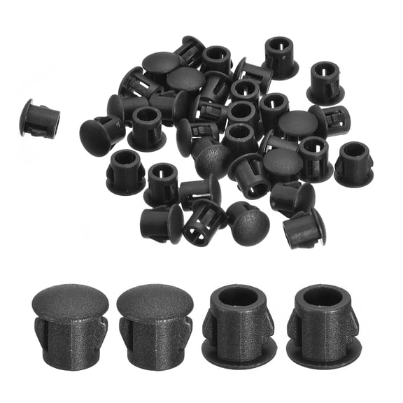 Uxcell 58pack 6mm(1/4")" Nylon Hole Plugs, Flush Type Panel Round Snap In Fastener Knockout Plugs, Black