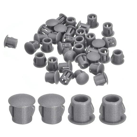 Uxcell 58pack 6mm(1/4")" Nylon Hole Plugs, Flush Type Panel Round Snap In Fastener Knockout Plugs, Gray
