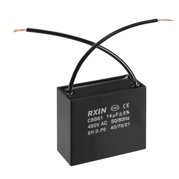 Uxcell 58x28x50mm 14uF 450V AC 2 Wires CBB61 Ceiling Fan Capacitor
