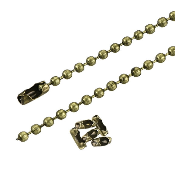 Uxcell 59.1" Long 0.12" Diameter Bronze Beaded Link with Connectors Pull Chain Extension