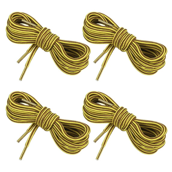 Uxcell 59.1 x 5/32 Inch Dual Colored Round Boot Laces Shoelaces, Yellow Coffee 4 Pairs