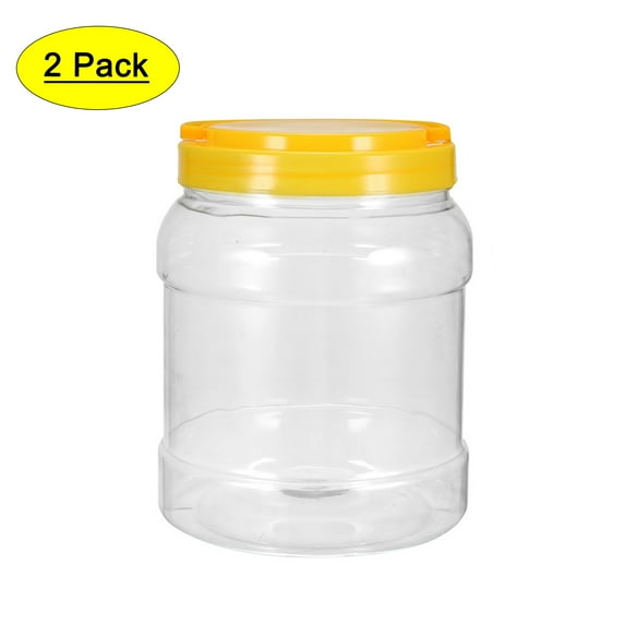 Uxcell 59.17oz Empty Storage Jars PET Screw-on Lids Sealed Container Plastic Clear 2Pcs