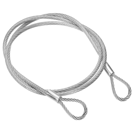 Uxcell 59 Inch Safety Cable Lock, 1 Pcs 304 Stainless Steel Security Wire Ropes Double Loop Anti-Theft Safety for Bicycles Luggage Stage Lighting, Clear