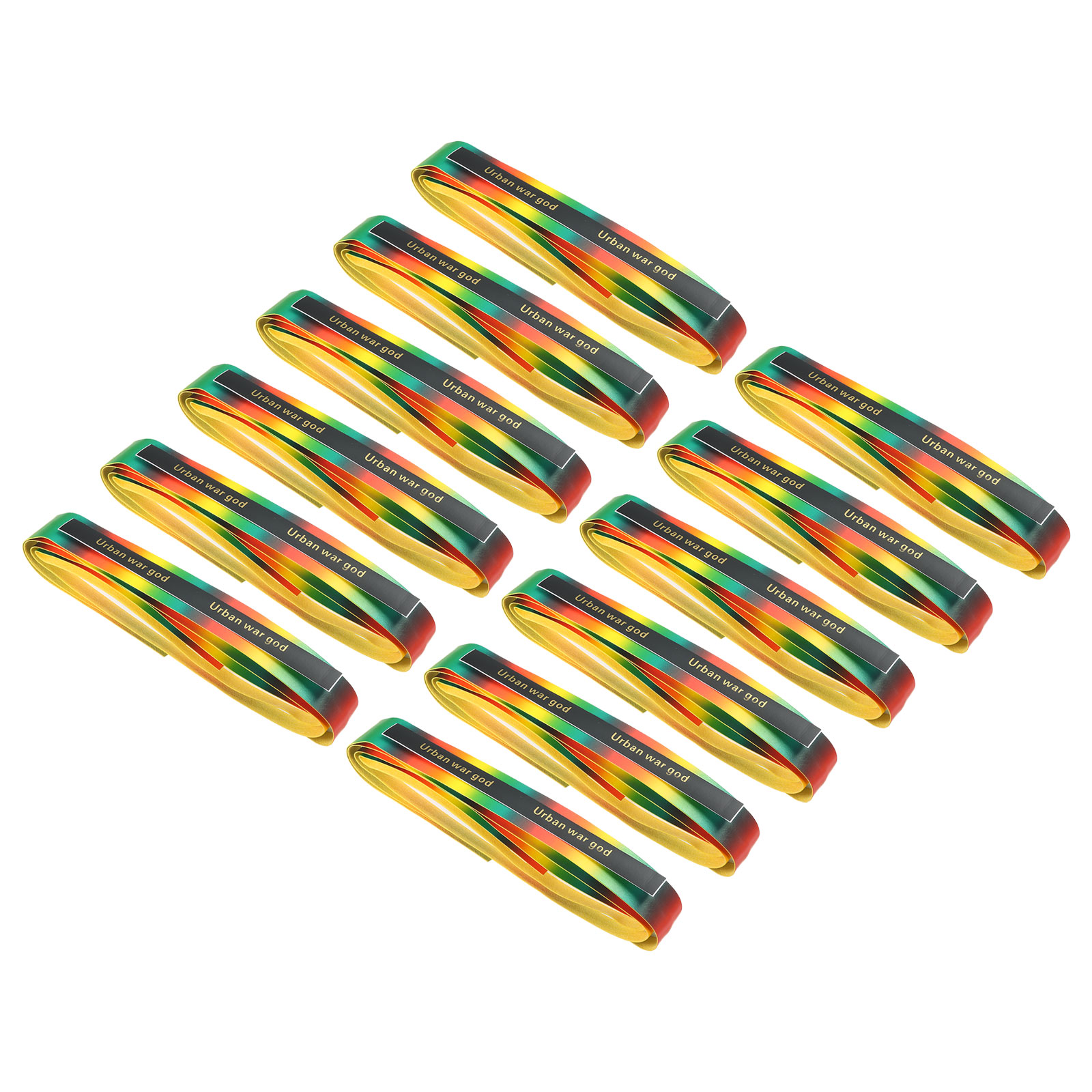 Uxcell 59" NonSlip PU Racket Overgrip Grip Tape with Damping Ridges, Rainbow Yellow, 12 Pack