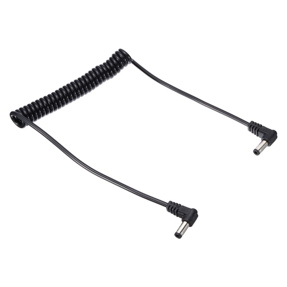 Uxcell 5Ft 5.5mm x 2.5mm Male to Male DC Power Cable, Right Angle Wire Adapter Coiled Extension Cable Cord