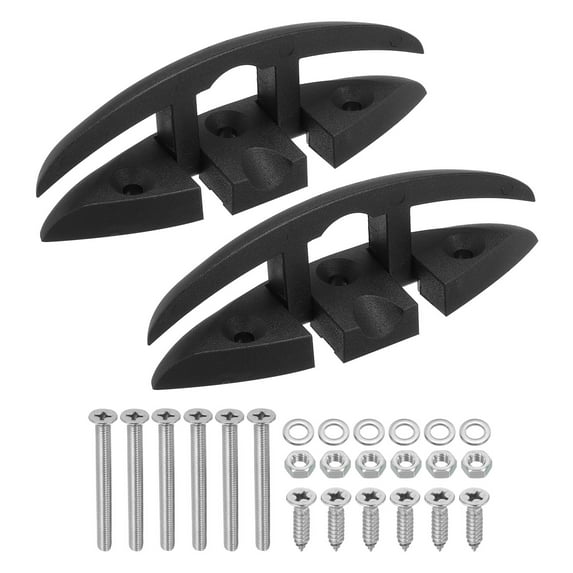 Uxcell 5Inch Boat Folding Cleat Flip-up Dock Cleat Dock Mooring Cleat with Screws, Black 2 Pack