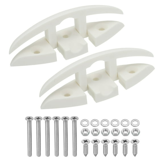 Uxcell 5Inch Boat Folding Cleat Flip-up Dock Cleat Dock Mooring Cleat with Screws, White 2 Pack