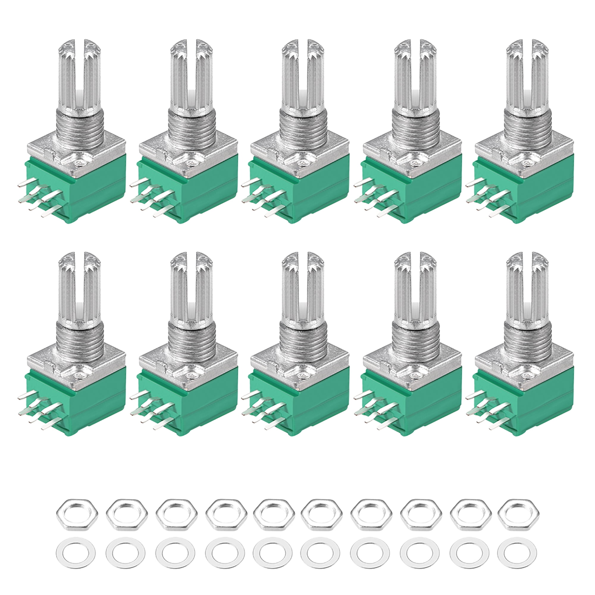 Uxcell 5K Ohm Variable Resistors Double Rotary Carbon Film Taper ...