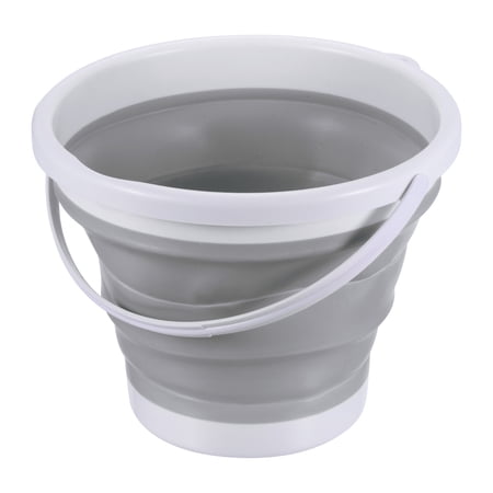 Uxcell 5L Collapsible Bucket, Portable Folding Beach Bucket for Camping Fishing, Gray