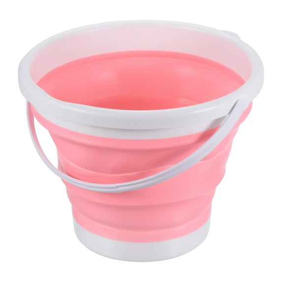 Uxcell 5L Collapsible Bucket, Portable Folding Beach Bucket for Camping Fishing, Pink