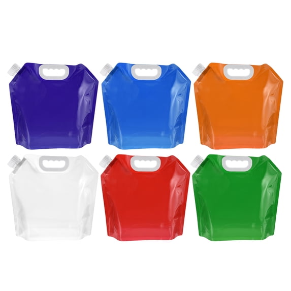 Uxcell 5L Collapsible Water Container Bag Plastic Storage Jug 6 Pack Multicolor
